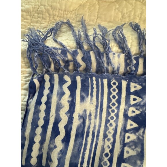 Koko Knot Blue & White Batik Dolphin Print Beach Cover Up Sarong Wrap Scarf - Picture 3 of 7